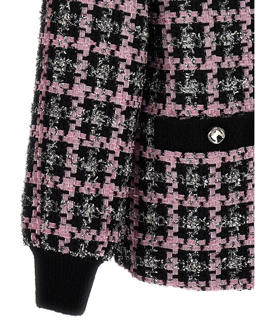 MSGM Black Button Up Tweed Cardigan