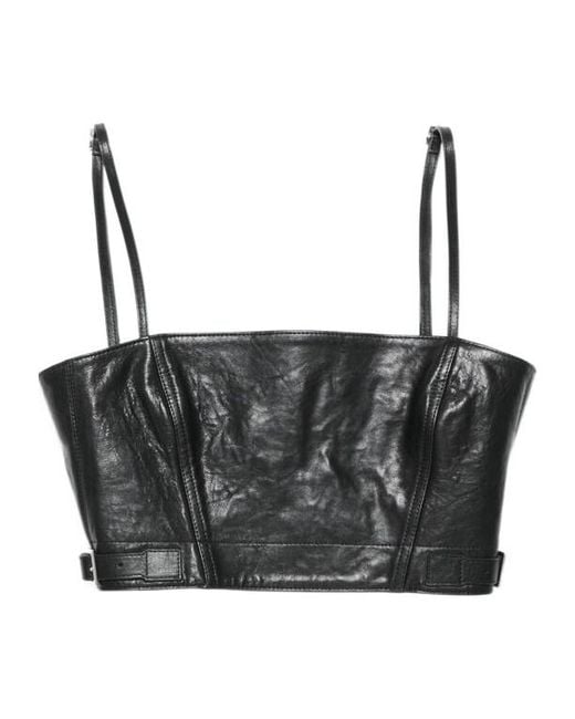 Acne Black Leather Crop Top
