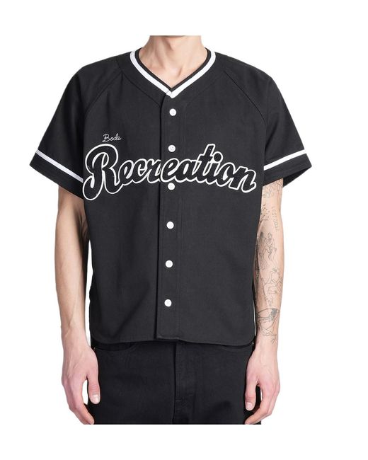 Bode Black Recreation Baseball Shirt for men