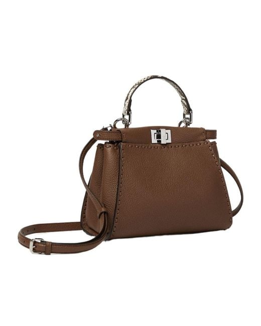 Fendi Brown Peekaboo Mini Tote Bag