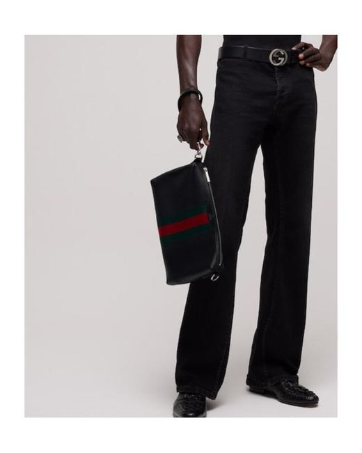 Gucci Black Mega Web Trademark Medium Crossbody Bag for men