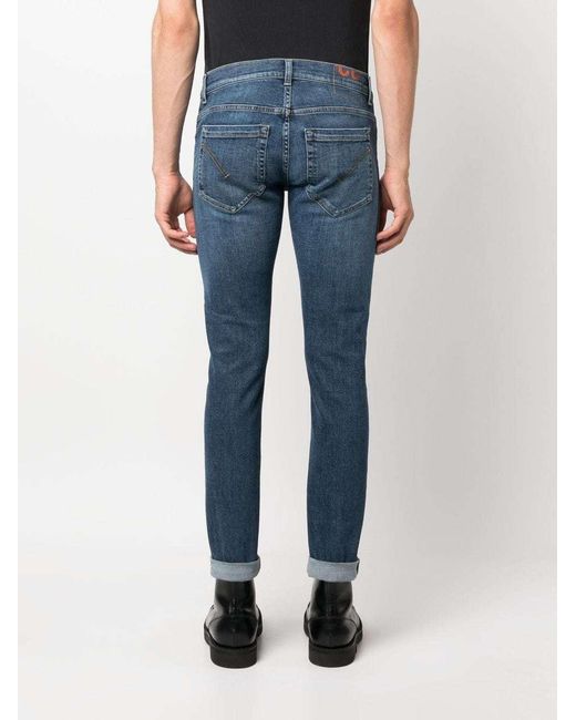 Dondup Blue Low-Rise Cropped Jeans for men