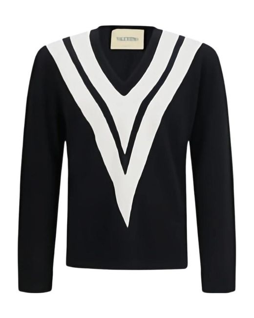 Valentino Blue Intarsia V-Neck Knitted Sweater for men