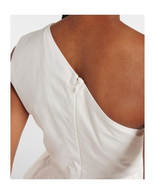 Roland Mouret White One-Shoulder Cotton Poplin Midi Dress