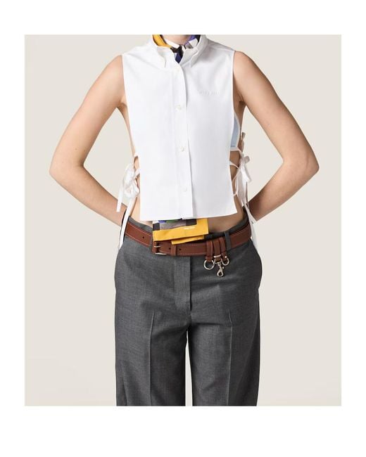 Miu Miu White Logo-Detailed Belt