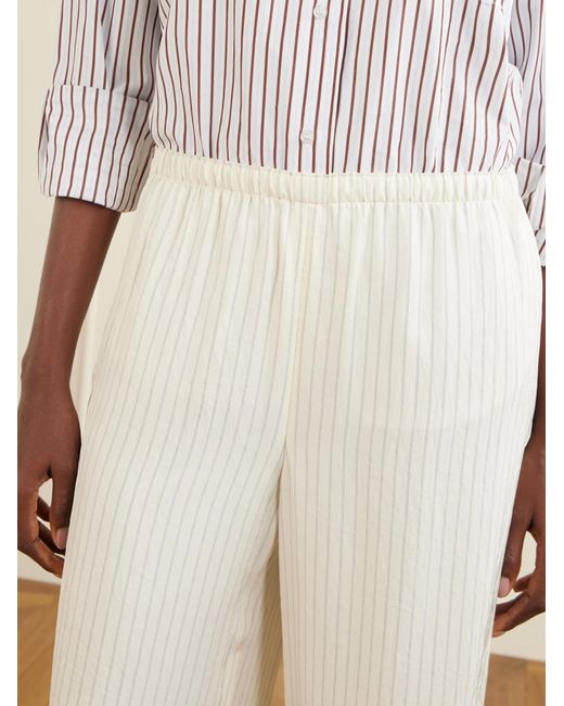 Theory White Striped Woven Wide-Leg Pants