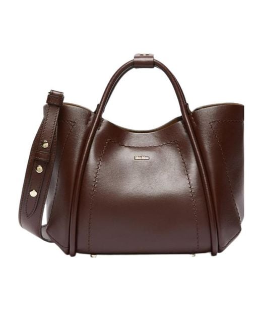 Max Mara Brown Double-Handle Shoulder Bag