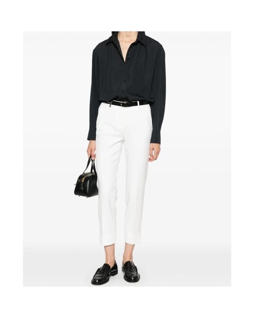 Peserico White Casual Trousers With Belt Loops