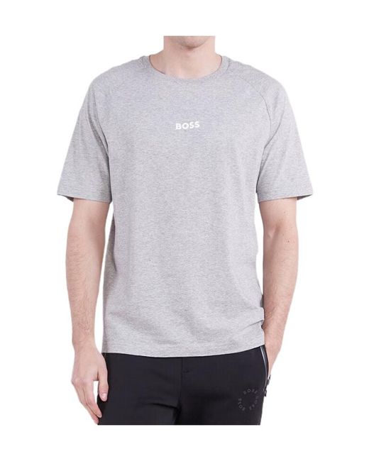 Boss Gray T-Shirt With Round Neck And Short Sleeves for men