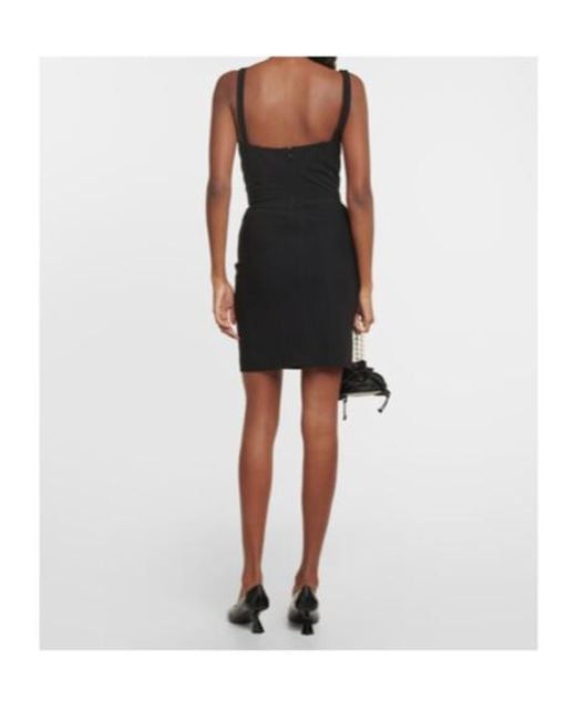 Nensi Dojaka Black Ruffled Cutout Jersey Minidress