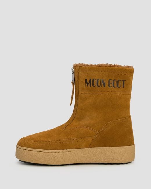Moon Boot Brown Zip-Front Suede Boots