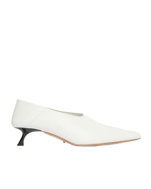 Sportmax White Pointed Kitten Heeled Pumps