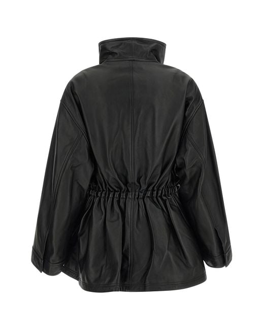 Rohe Black Sculpturaj Draped Leather Jacket