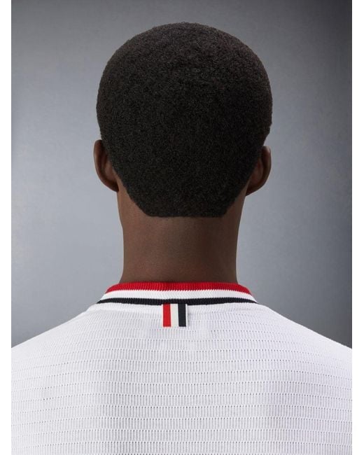 Thom Browne White Pointelle-Knit Crewneck T-Shirt for men