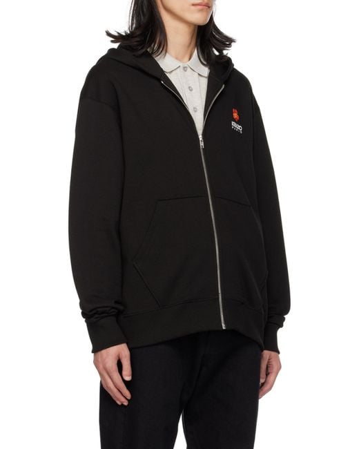 KENZO Black Boke Flower Zipped Hoodie for men