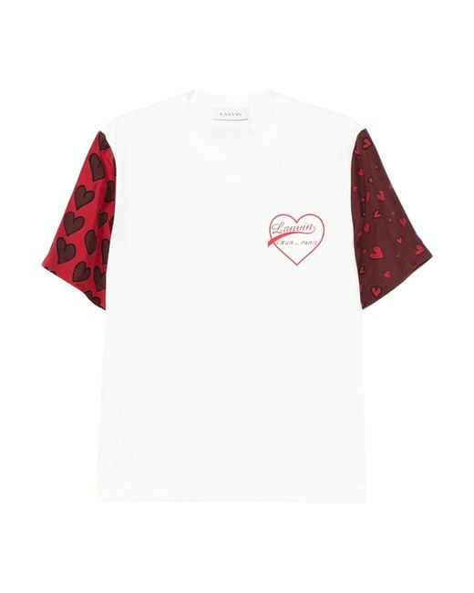 Lanvin Red Heart-Print Short-Sleeve T-Shirt