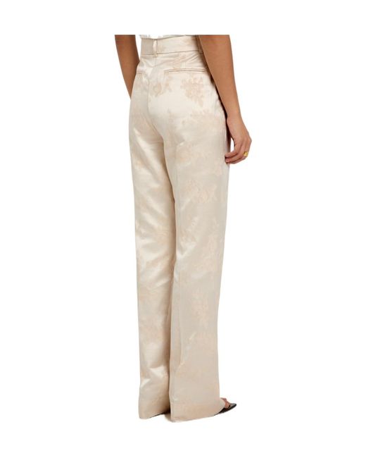 Ganni Natural Patterned Satin Trousers
