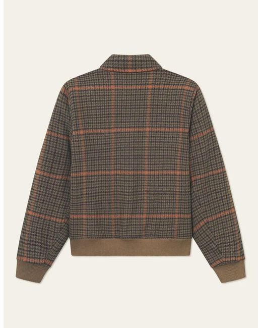 Les Deux Brown Houndstooth Wool Bomber Jacket for men