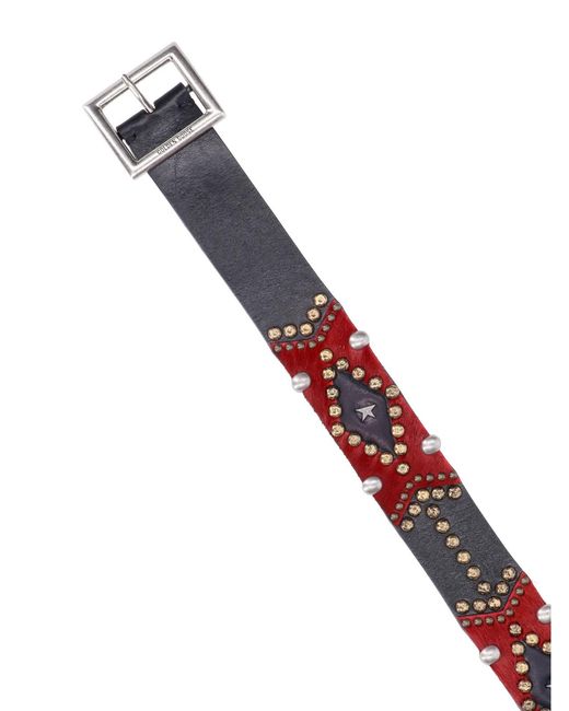 Golden Goose Deluxe Brand White Stud Embellished Belt for men