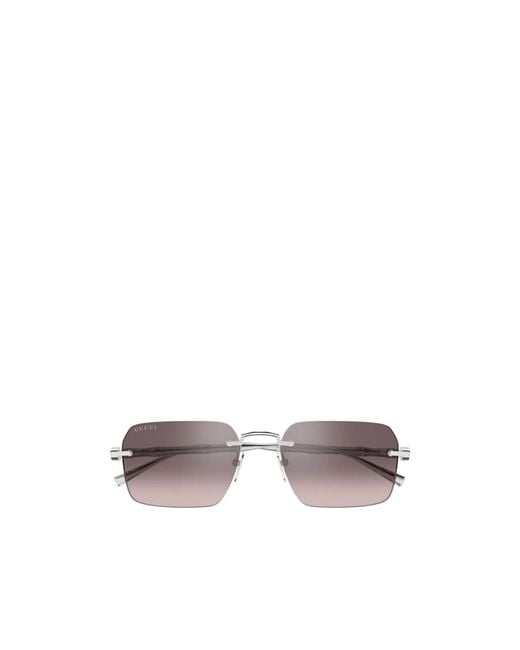 Gucci White Eyewear Frameless Rectangular Sunglasses for men