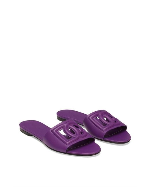 Dolce & Gabbana Purple Logo Cut-Out Sandals