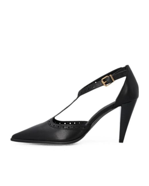 Pinko Black Brogue-Detail T-Bar Pumps