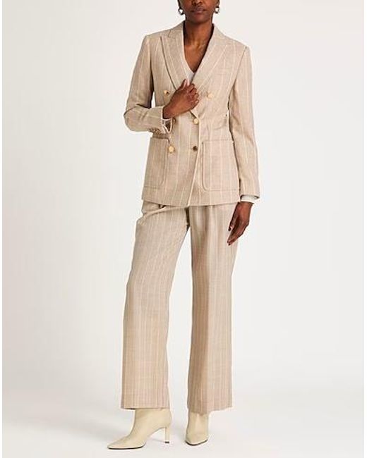 Max Mara Natural Striped Double-Breasted Blazer