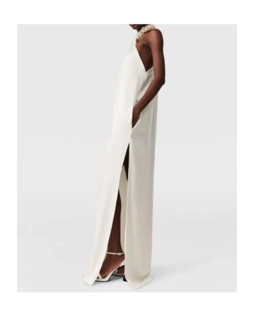 Stella McCartney White Embellished Halterneck Asymmetric Satin Dress