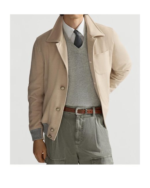 Brunello Cucinelli Natural Lightweight Virgin-Wool Cloth Outerwear Jacket for men