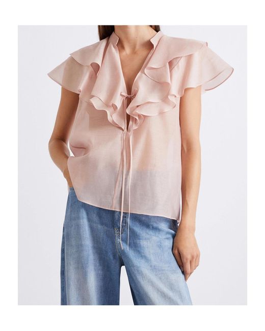 Marella Pink Cotton And Silk Voile Top