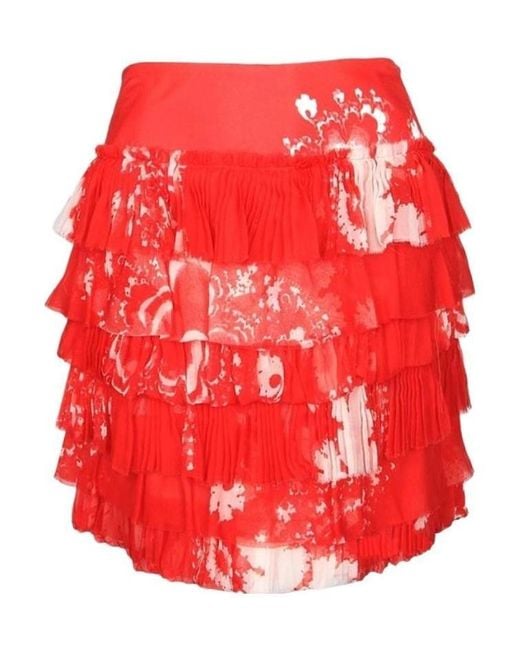 Ermanno Scervino Red Printed Skirt