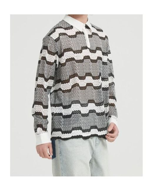 Marissa Chiara Gray Striped Polo Shirt for men