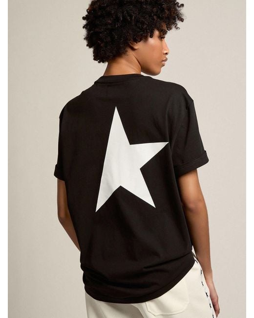 Golden Goose Deluxe Brand Black Logo Printed Crewneck T-Shirt