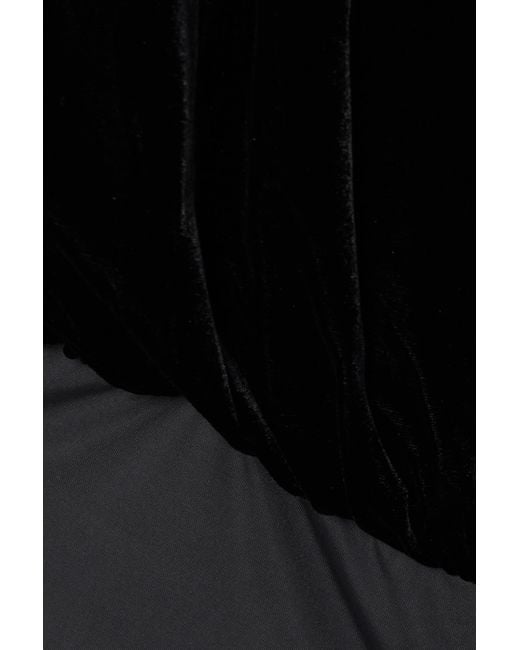 L'Agence Black Velvet And Stretch-Jersey Bodysuit