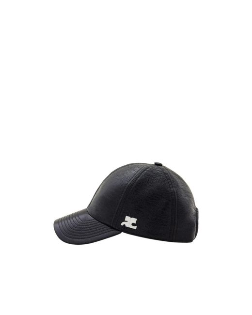 Courreges Black Logo-Patch Baseball Cap