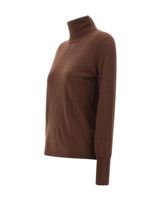 Aspesi Brown Long-Sleeved Turtleneck Knit Top