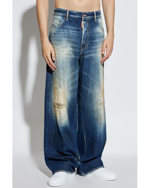 DSquared² Blue Loose Fit Distressed Jeans for men