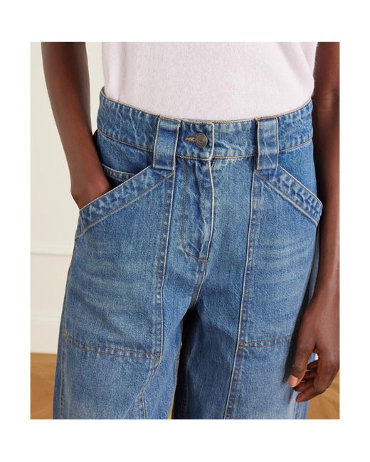 Co. Blue Paneled Mid-Rise Barrel-Leg Jeans