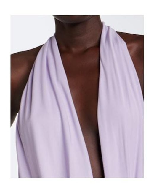 Christopher Esber Purple Spire Cascade Draped Midi Dress