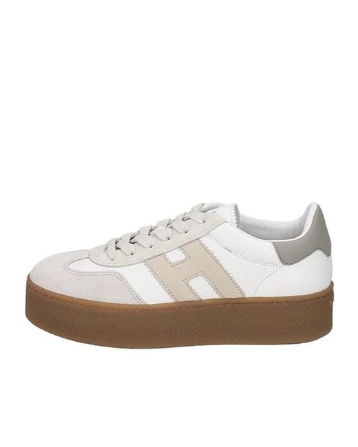 Hogan White Logo Platform Sneakers