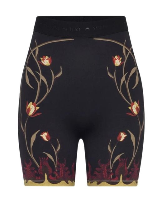 MARINE SERRE Blue Floral Printed Jersey Mini Shorts