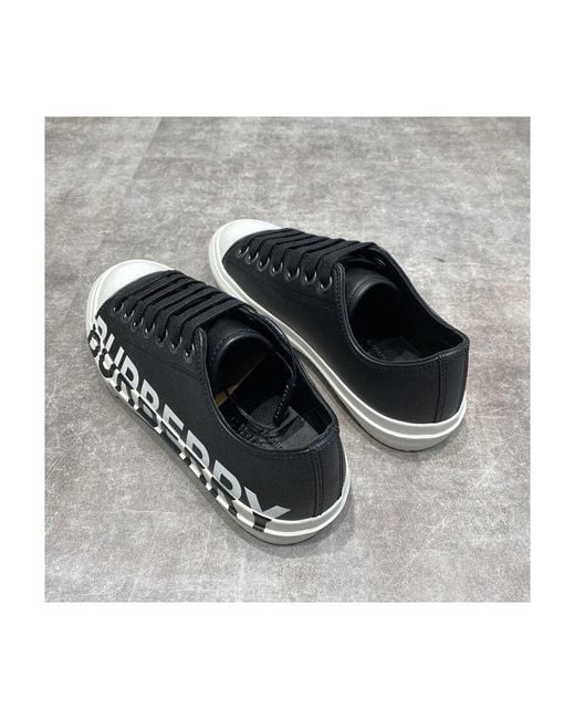 Burberry Black Logo Print Lace-Up Sneakers