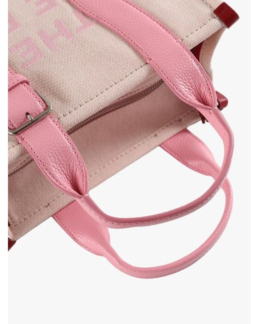 Marc Jacobs Pink Small The Wavy Leather-Trim Tote Bag