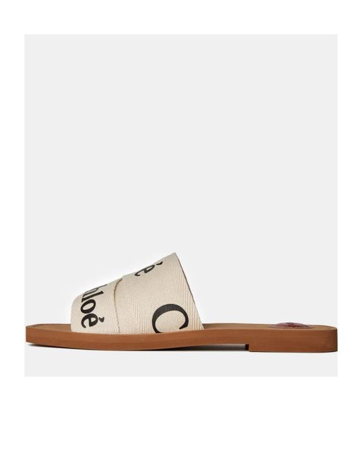 Chloé White Logo Slippers