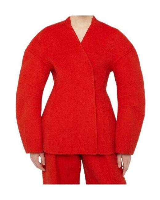 Jil Sander Red Wool-Blend Jacket
