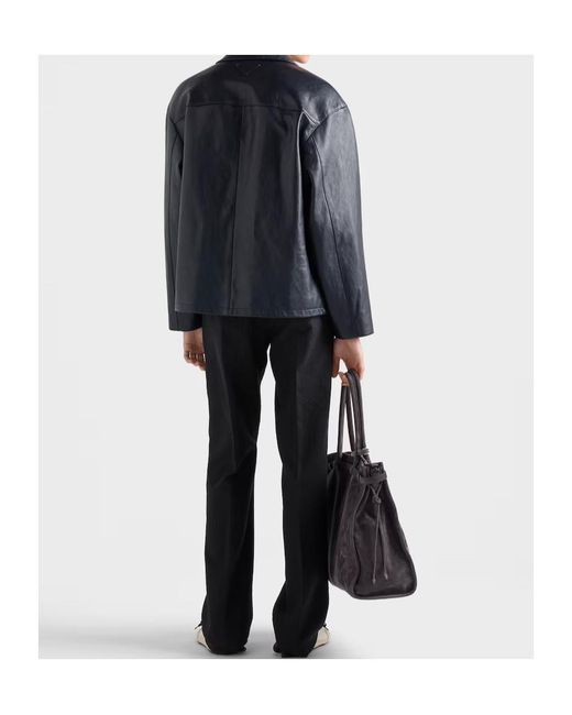 Prada Blue Nappa Leather Jacket for men