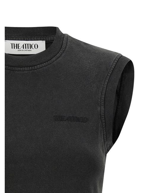 The Attico Black Round Neck Sleeveless Top