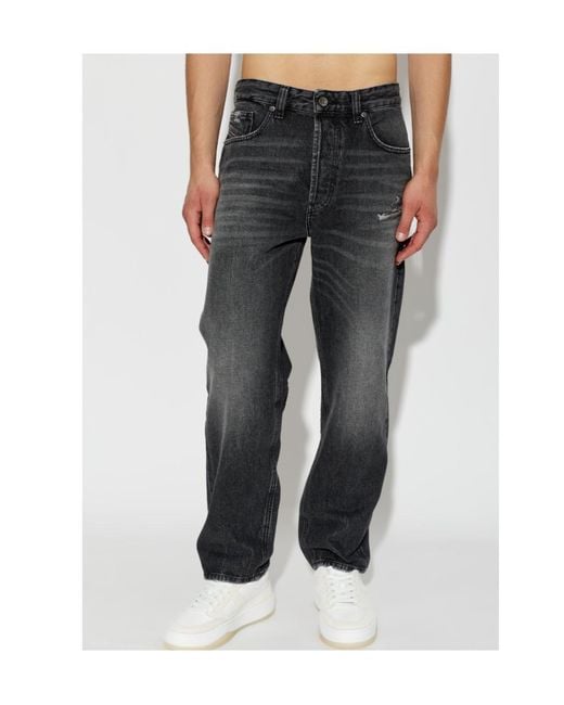DIESEL Gray D Macs Straight-Leg Distressed Jeans for men