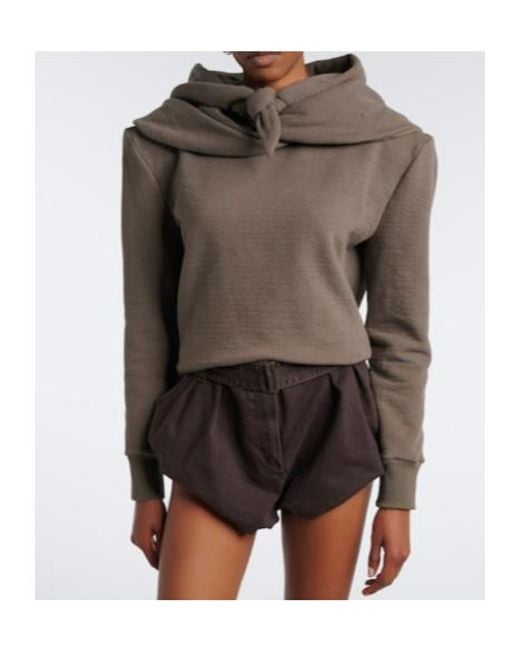 Magda Butrym Gray Cotton-Blend Jersey Hoodie