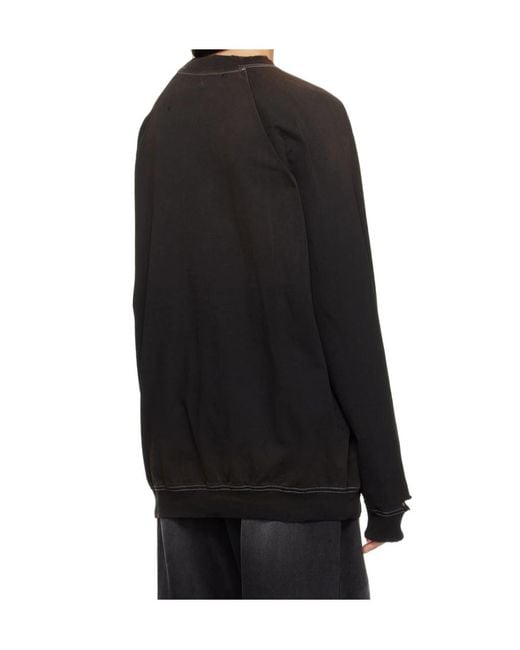 we11done Black Graphic-Print Cotton Hoodie